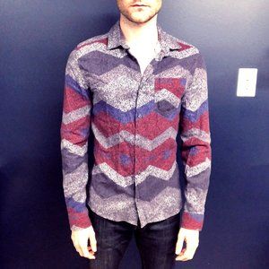 ASOS geo brushed cotton long sleeve button down